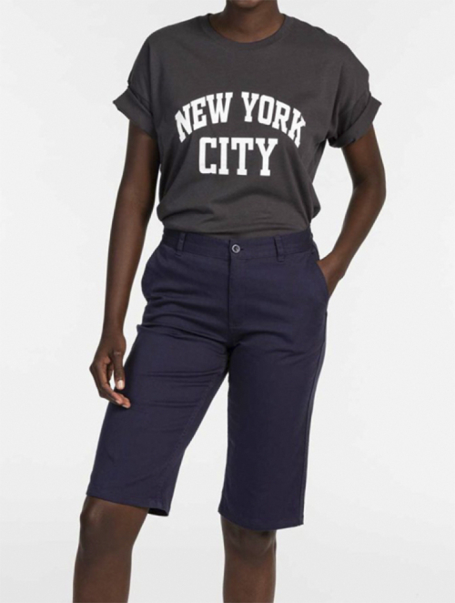 Shop Woolworths Navy Stretch Twill Chino Bermuda Shorts for Women from